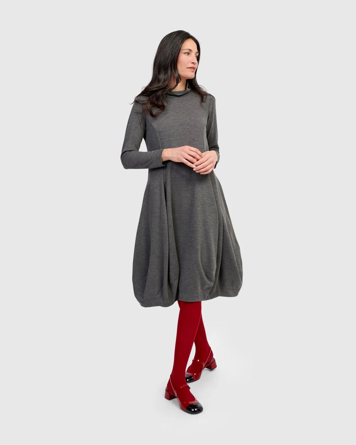 Alembika Mock Neck Long Sleeve Dress
