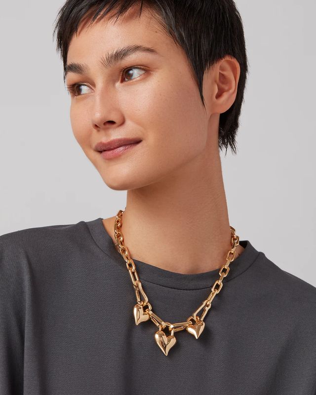 Jenny Bird Padlock Triple Heart Necklace