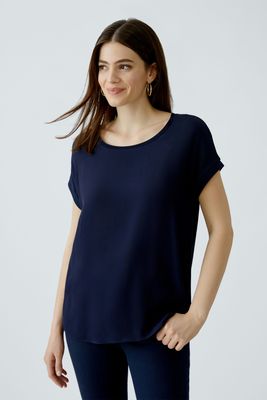 OUI  Box Top - Navy &amp; Taupe