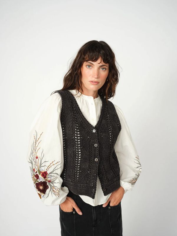 Mos Mosh Albanju Knit Lace Vest - Phantom