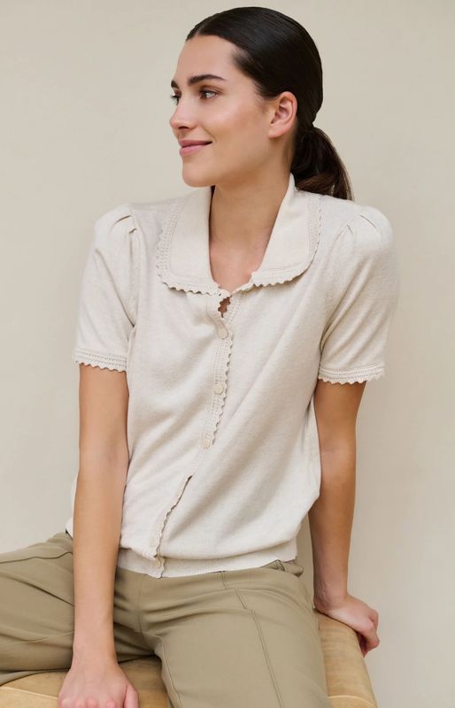 YaYa Short Sleeve Textured Cardigan 01010145