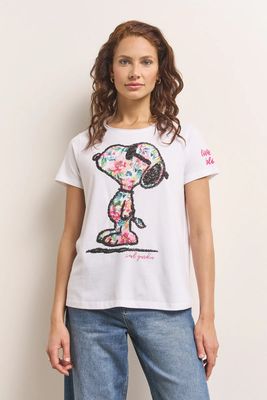 Princess Snoopy Flowers Tee - White