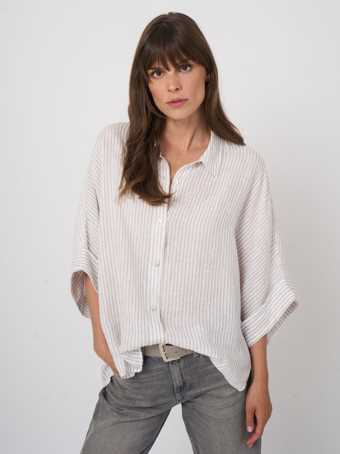 Repeat Stripe Linen Blouse 600726