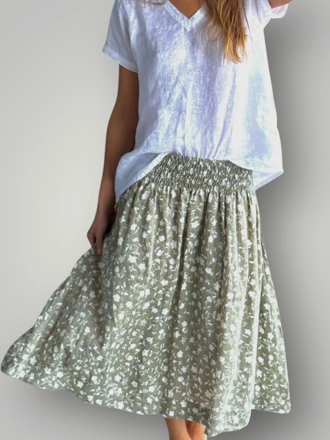 Frockk Lola Sage Floral Skirt