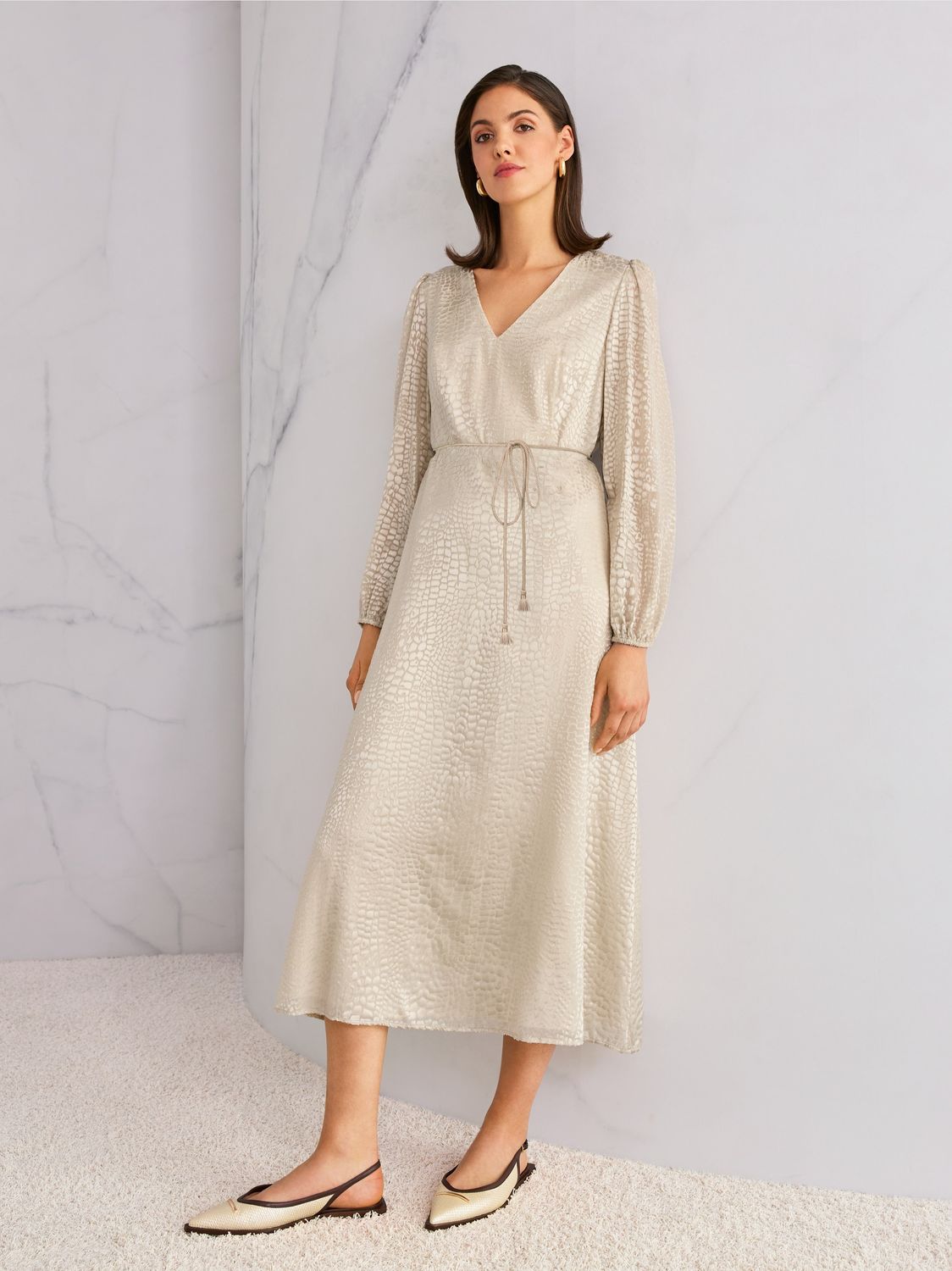 Marc Cain Satin Vneck Dress AC21.36 W67