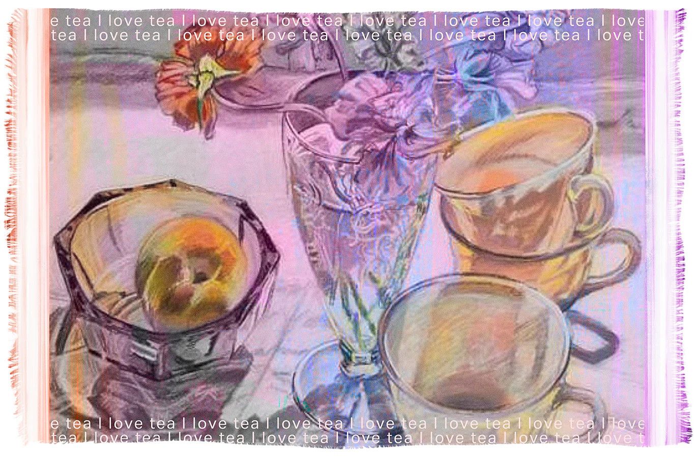 Suzi Roher Lily Small I Love Tea Scarf