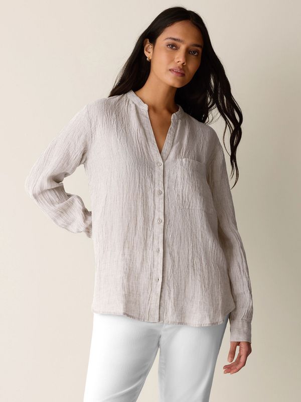 Eileen Fisher Linen Stripe Blouse S6YCNT6449