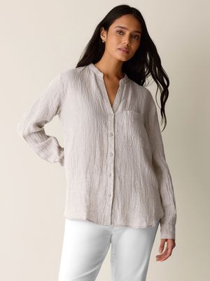 Eileen Fisher Linen Stripe Blouse S6YCNT6449