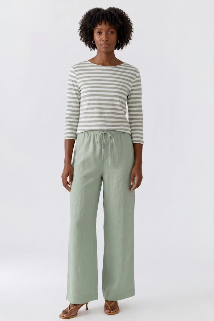Oui Linen Drawstring Pant 97139