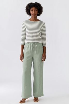 Oui Linen Drawstring Pant 97139