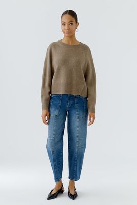 OUI 98963 Crew Sweater Taupe
