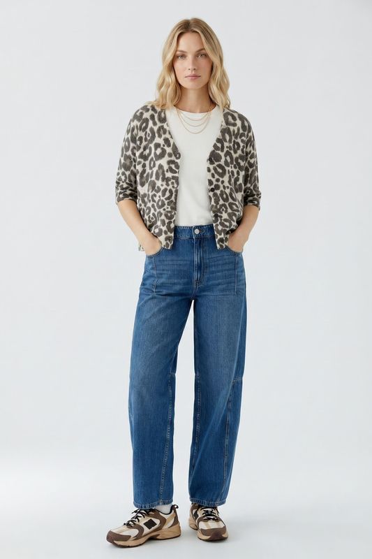 OUI 97946 Animal Cardigan Stone/Taupe