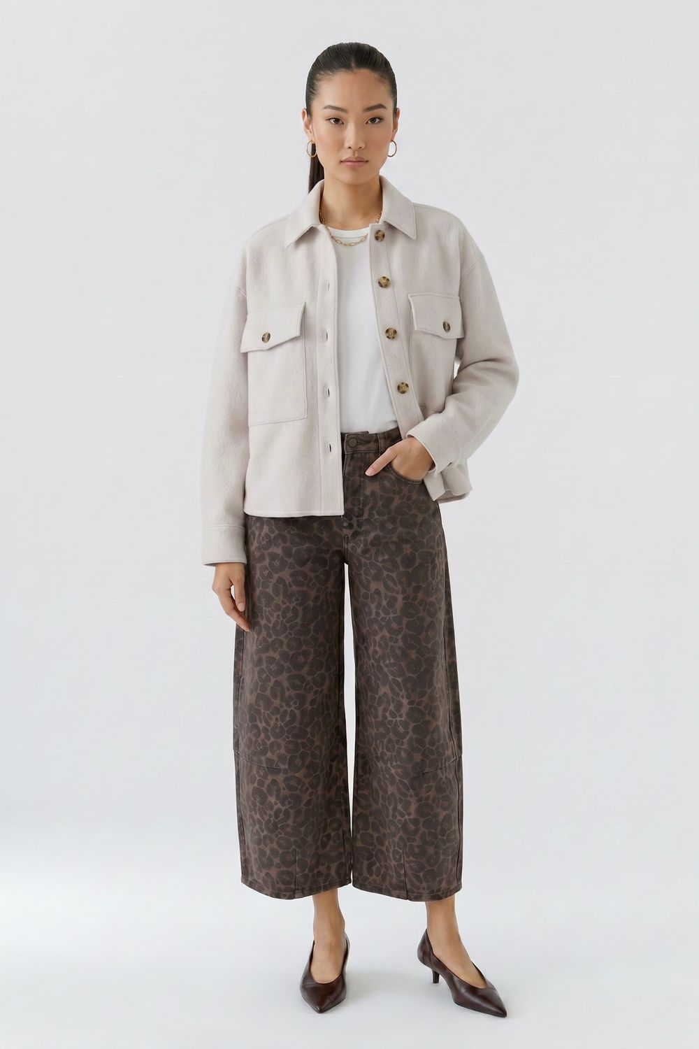 OUI 98946 Boiled Wool Short Jacket Stone