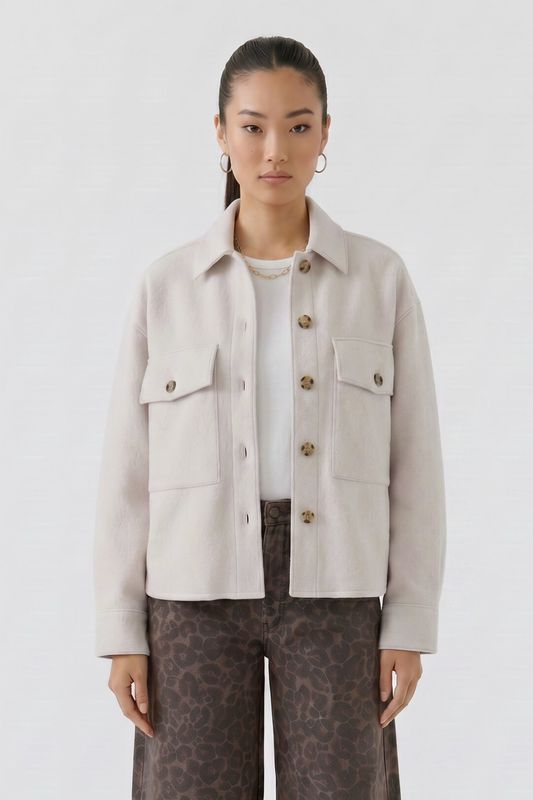 OUI 98946 Boiled Wool Short Jacket Stone