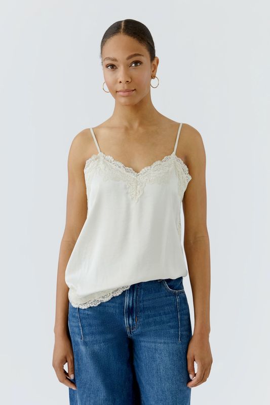 OUI 99616 Satin Lace Cami Gardenia
