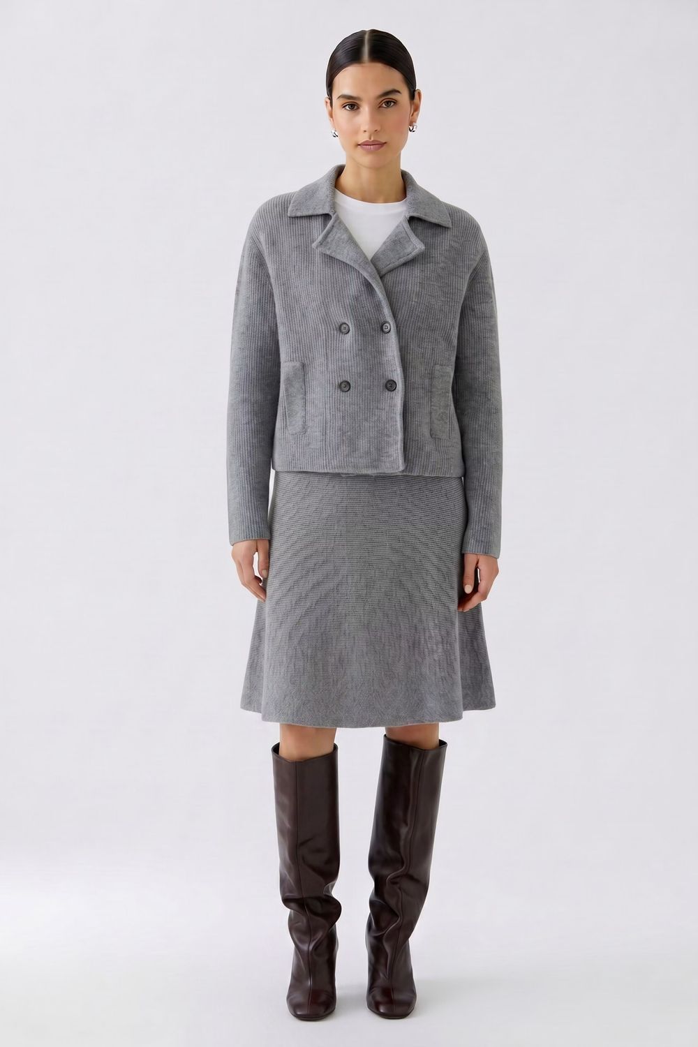 OUI 98003 Double Breasted Cardigan Grey
