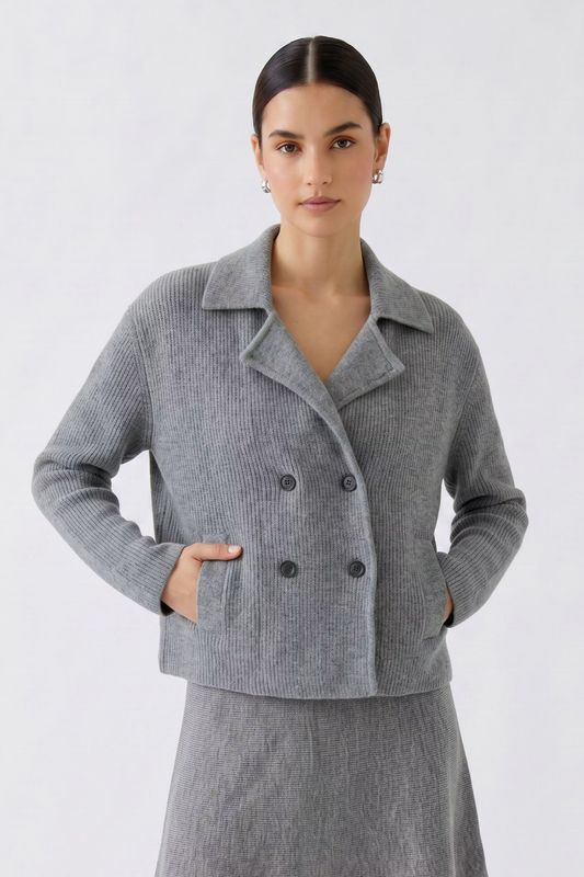 OUI 98003 Double Breasted Cardigan Grey