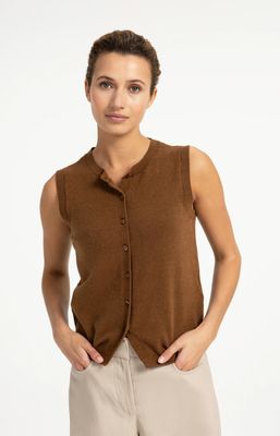 YaYa 01010170 Button Vest BisonBrown