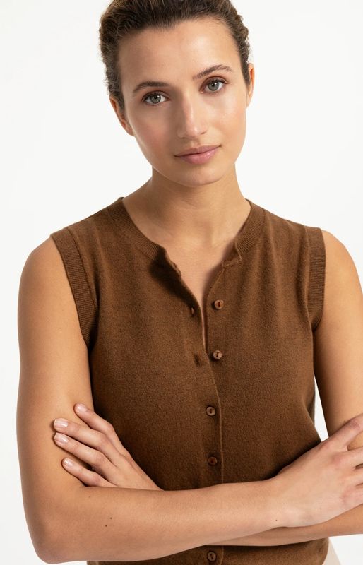 YaYa 01010170 Button Vest BisonBrown