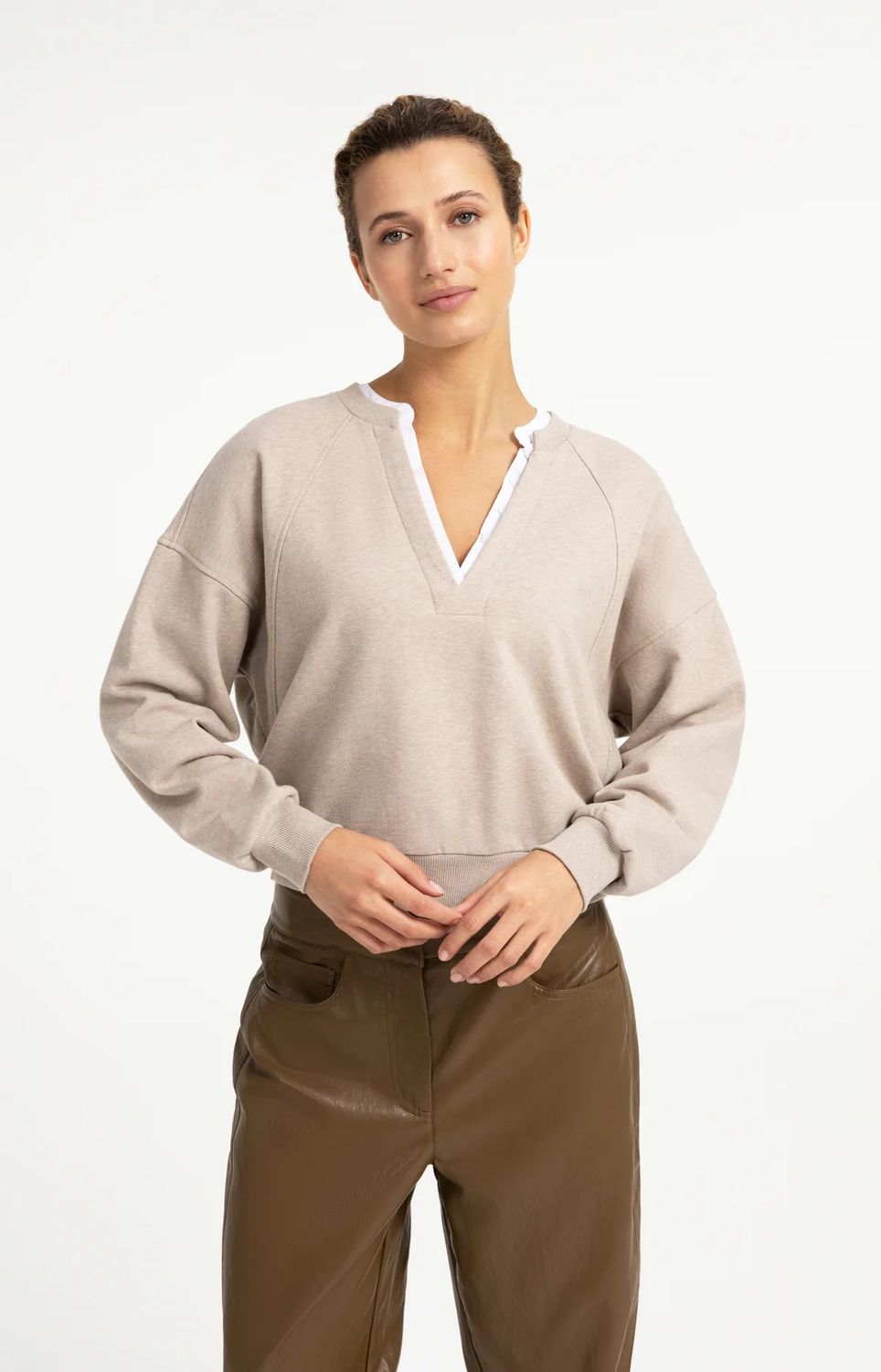 YaYa 01109127 Vneck Sweatshirt Cashmere