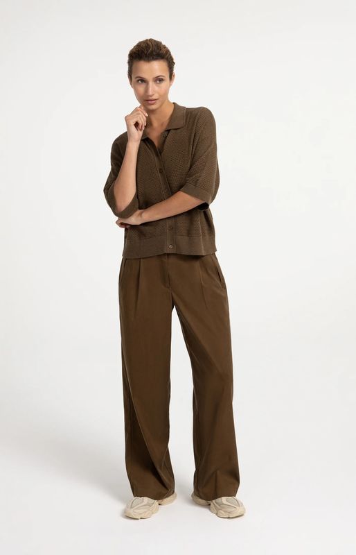 YaYa Mesh Cardigan Brown 01010169