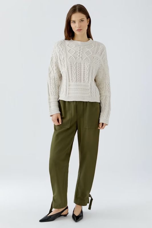OUI 98073 Textured Crop Sweater Ivory