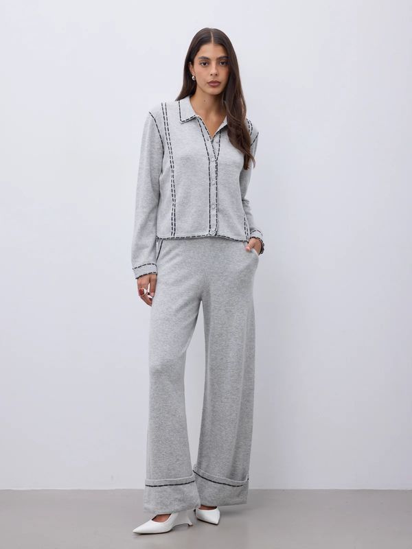 Notshy Collins Top Stitch Cardi Grey/Black