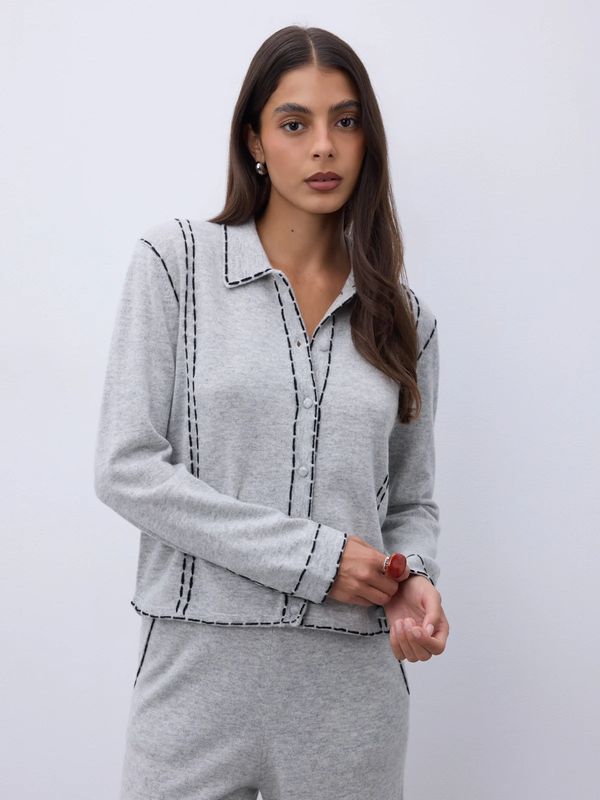 Notshy Collins Top Stitch Cardi Grey/Black