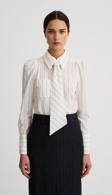 Smythe Neck Tie Pleated Blouse 26085