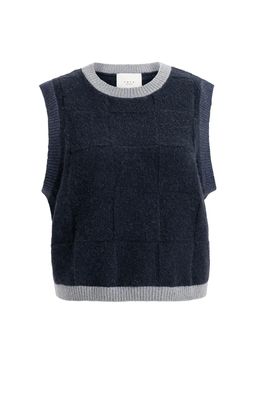 YaYa Shadow Check Vest 01000634 Navy
