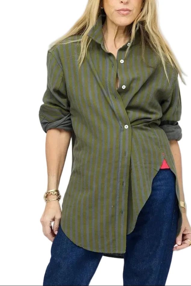 Kerri Rosenthal Jack Flannel Striped Shirt 2187