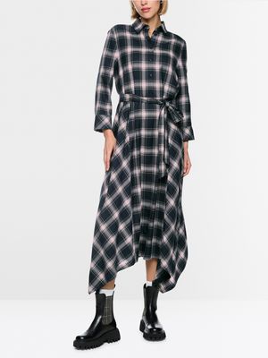 Marc Cain Plaid Tie Dress BS21.19 W14
