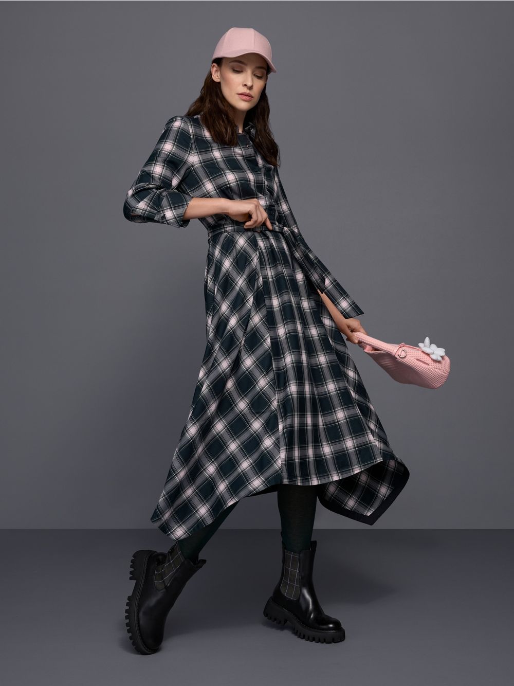 Marc Cain Plaid Tie Dress BS21.19 W14