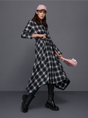 Marc Cain Plaid Tie Dress BS21.19 W14