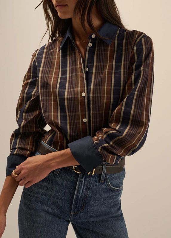 Favorite Daughter Cuffed Statement Shirt -ToffeePlaid
