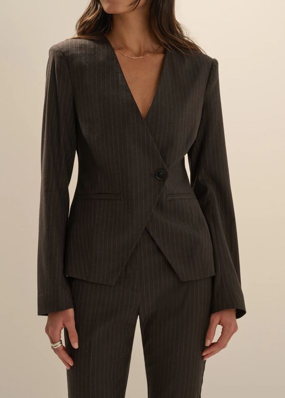 Favorite Daughter Crosby Pinstripe Blazer Espresso