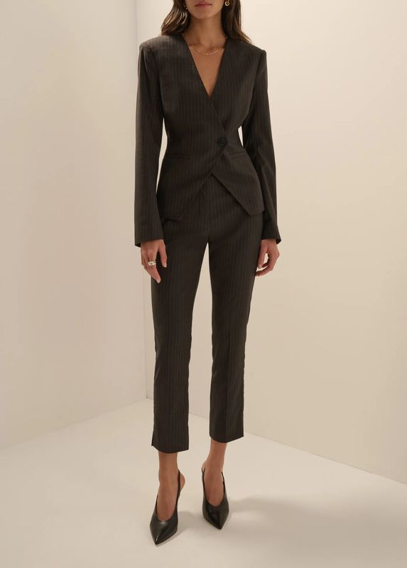 Favorite Daughter Crosby Pinstripe Blazer Espresso