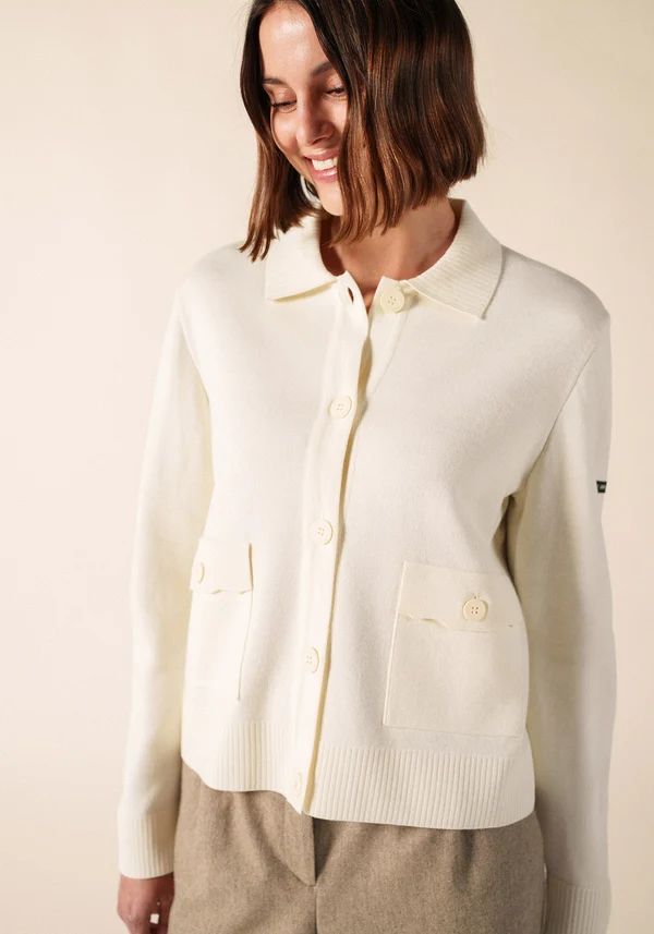 Saint James Isley Collared Cardigan 4955 Cream