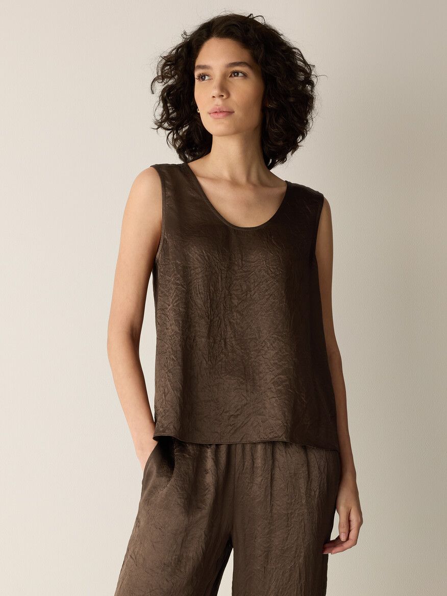 Eileen Fisher Textured Satin Tank  F6SNYU4426
