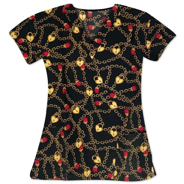 HEART CHAINZ V-Neck Scrub Top