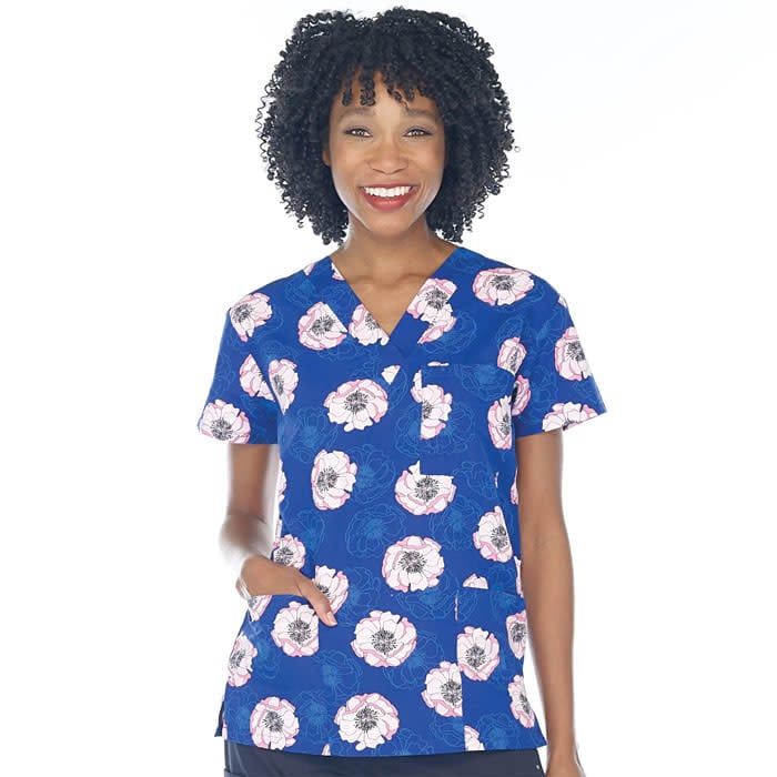 Rose Posies V-Neck Scrub Top