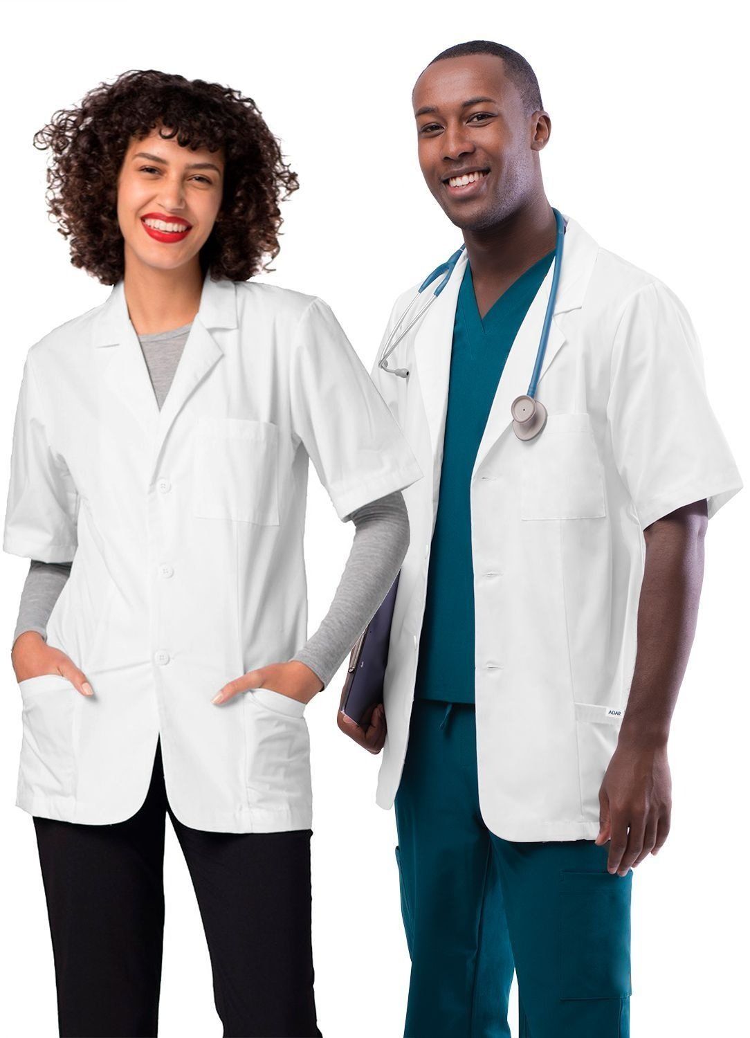 Adar Unisex Short Sleeve Classic Fit Lab Coat