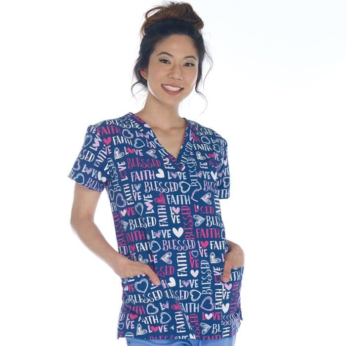BE BLESSED V-Neck Scrub Top