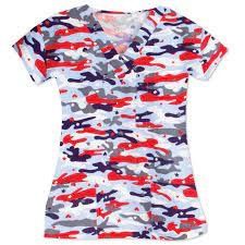 Ladies Three Pocket V-Neck Top - CAMO GLORY