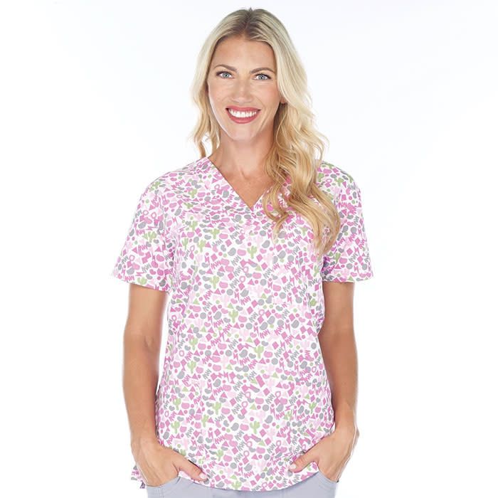 Ditzy Cactus V-Neck Scrub Top