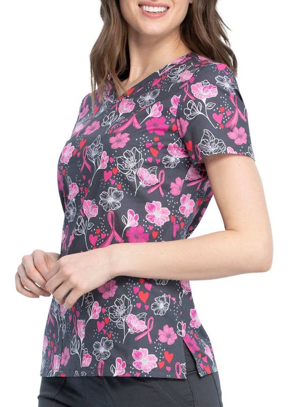 Loving Floral V-Neck Scrub Top