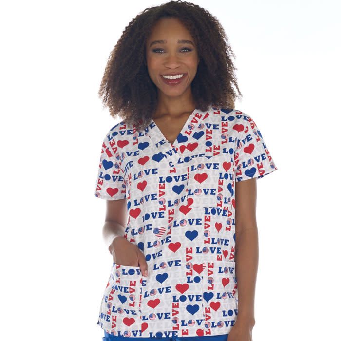 LOVE LIBERTY V-Neck Scrub Top