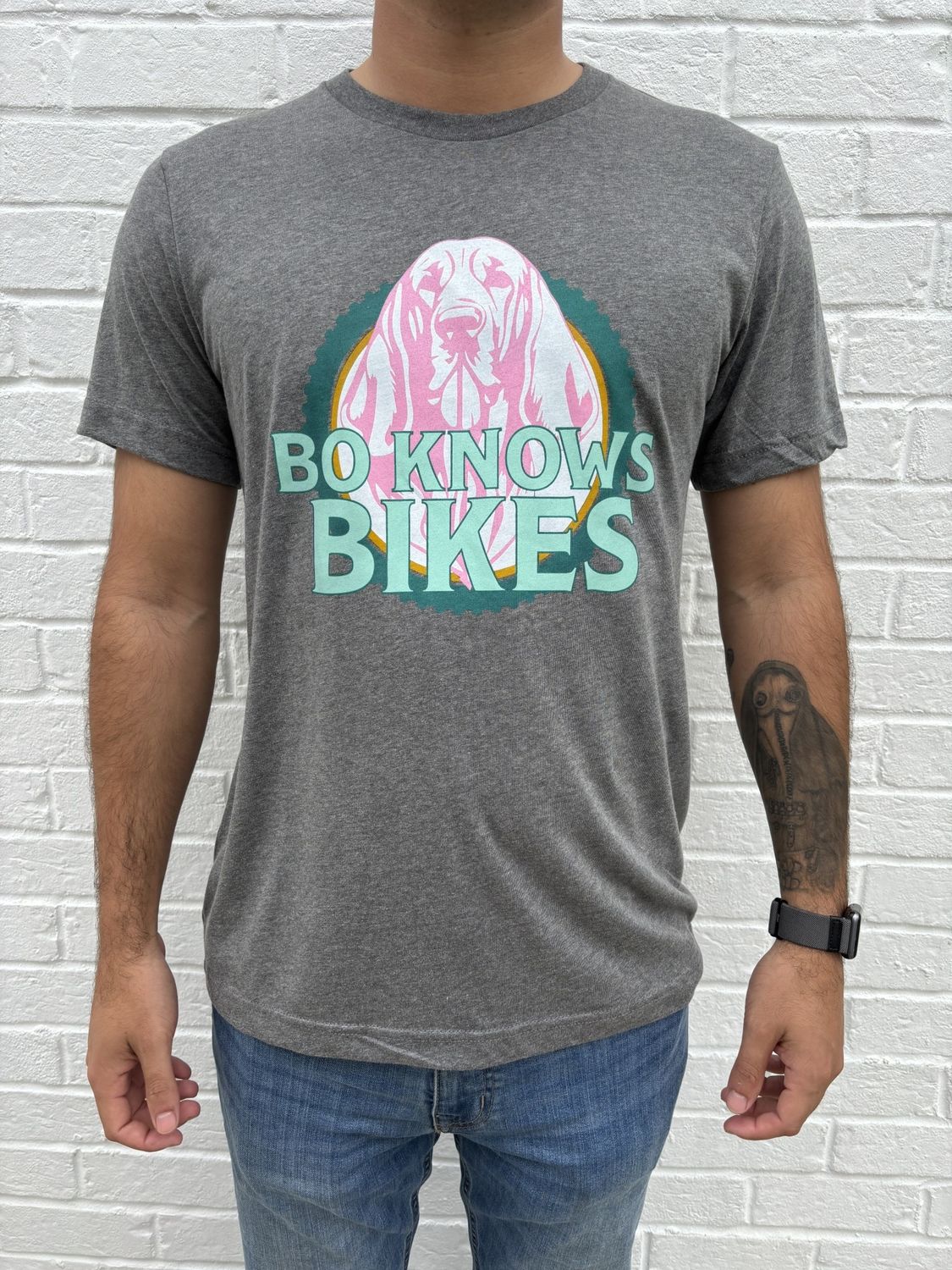 Bo Knows Bikes T-Shirt, Color: Grey, Size: Small