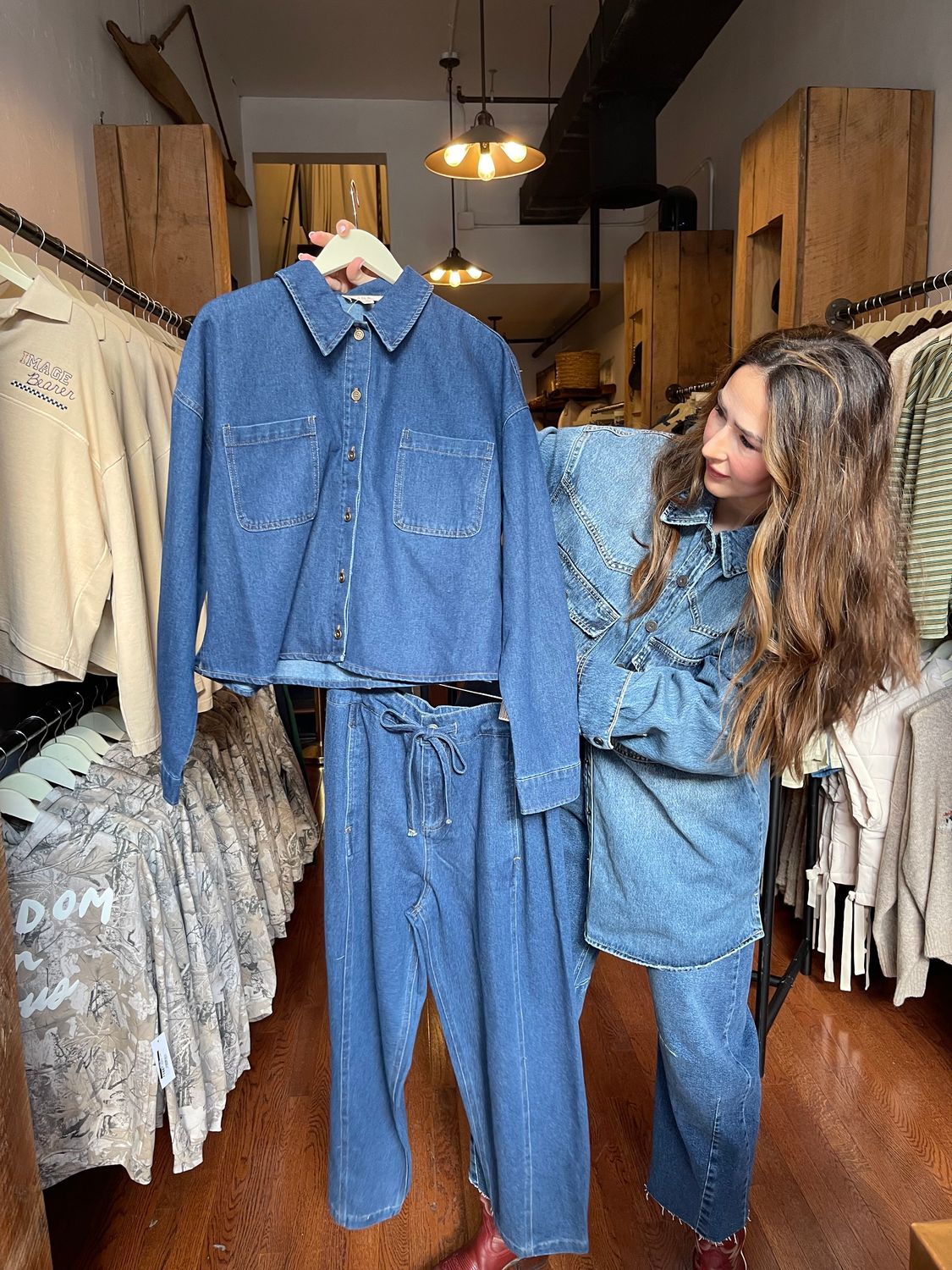 Button Down Cropped Denim Jacket