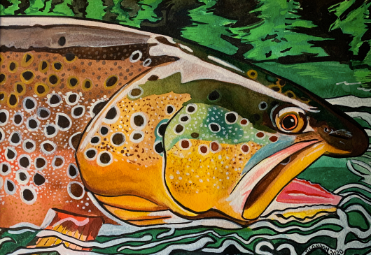 Dealware River Brown Original Painting Art Print